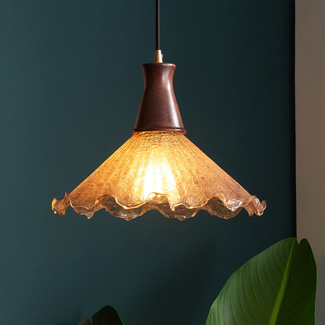 WINCHESTER WALNUT CRACKLE GLASS PENDANT LUMINAIRE