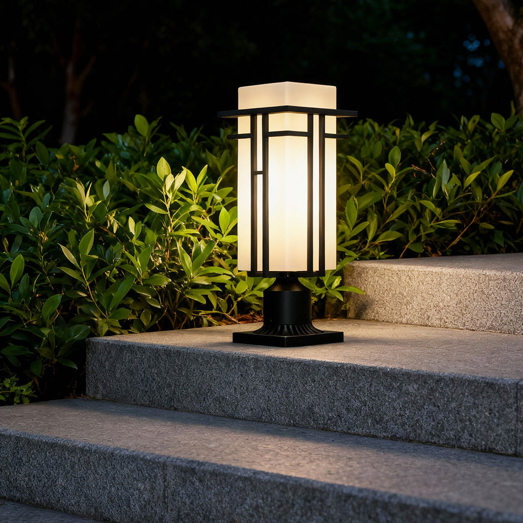 RAVENHALL FROSTED GLASS GARDEN LANTERNS, VINTAGE-INSPIRED ALUMINUM PATHWAY LIGHTING