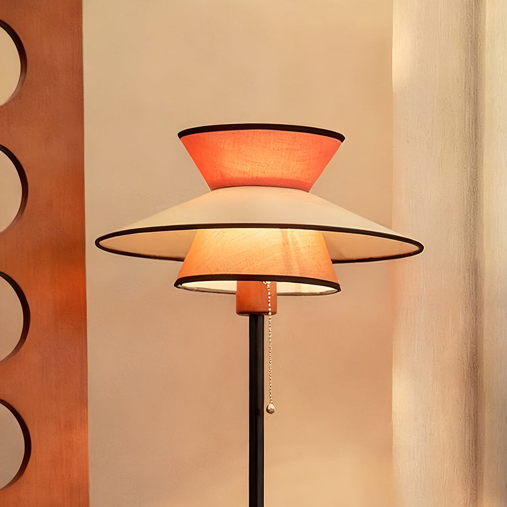 FENWICK VINTAGE PULL CHAIN FLOOR LAMP WITH TEXTILE SHADE