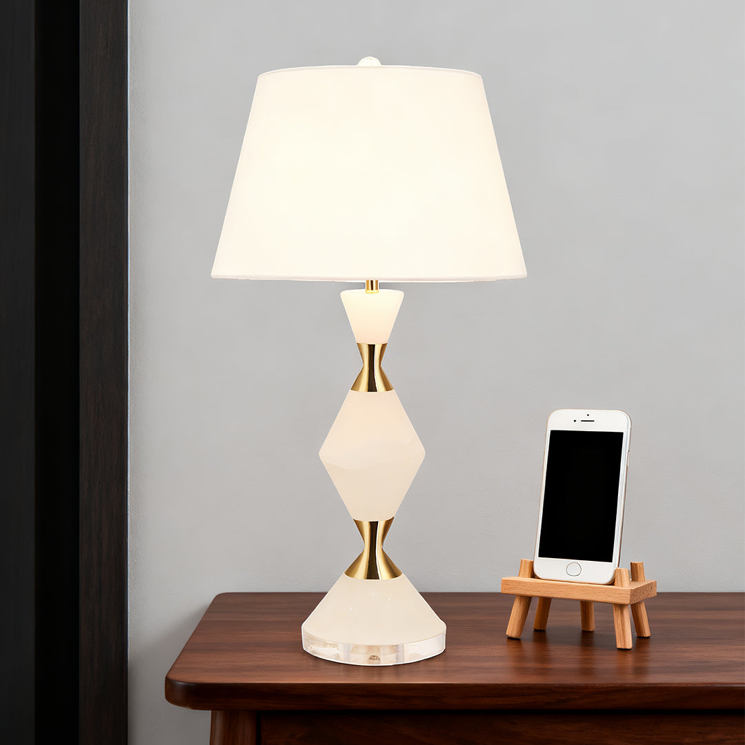 WINDSOR WHITE GLOW TABLE LUMINAIRE WITH GOLD ACCENTS
