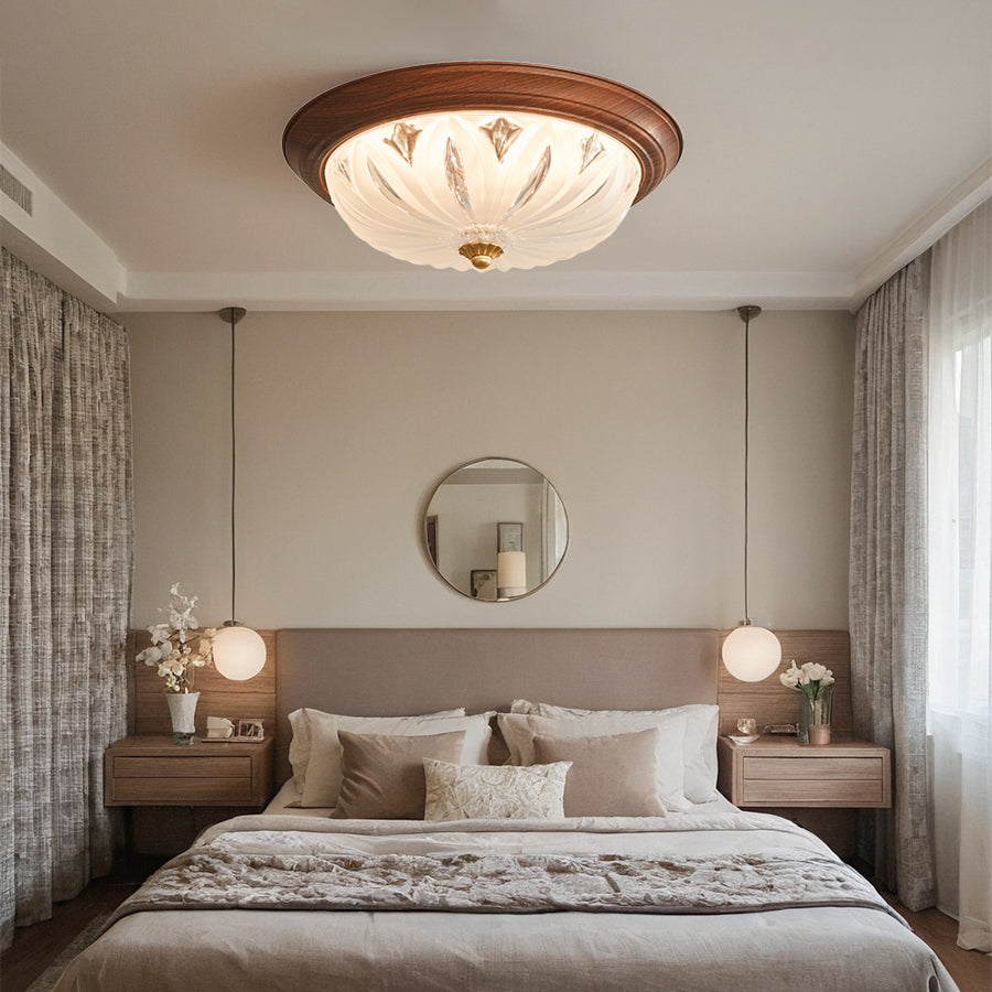 WINTHORPE WALNUT HUE FLUSH MOUNT LIGHTING