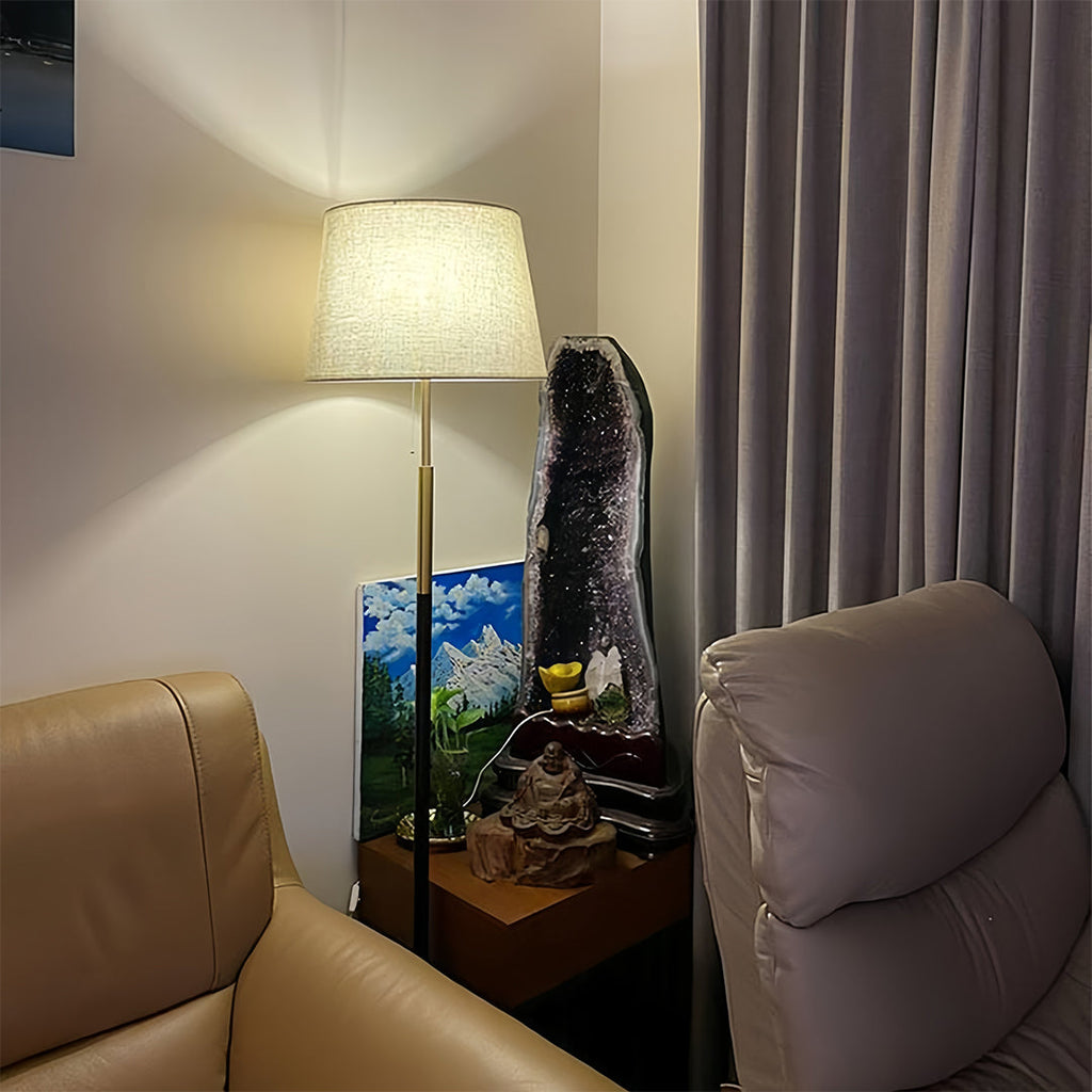 BRAMBLETON IRON CANOPY FLOOR LAMP WITH TEXTILE SHADE
