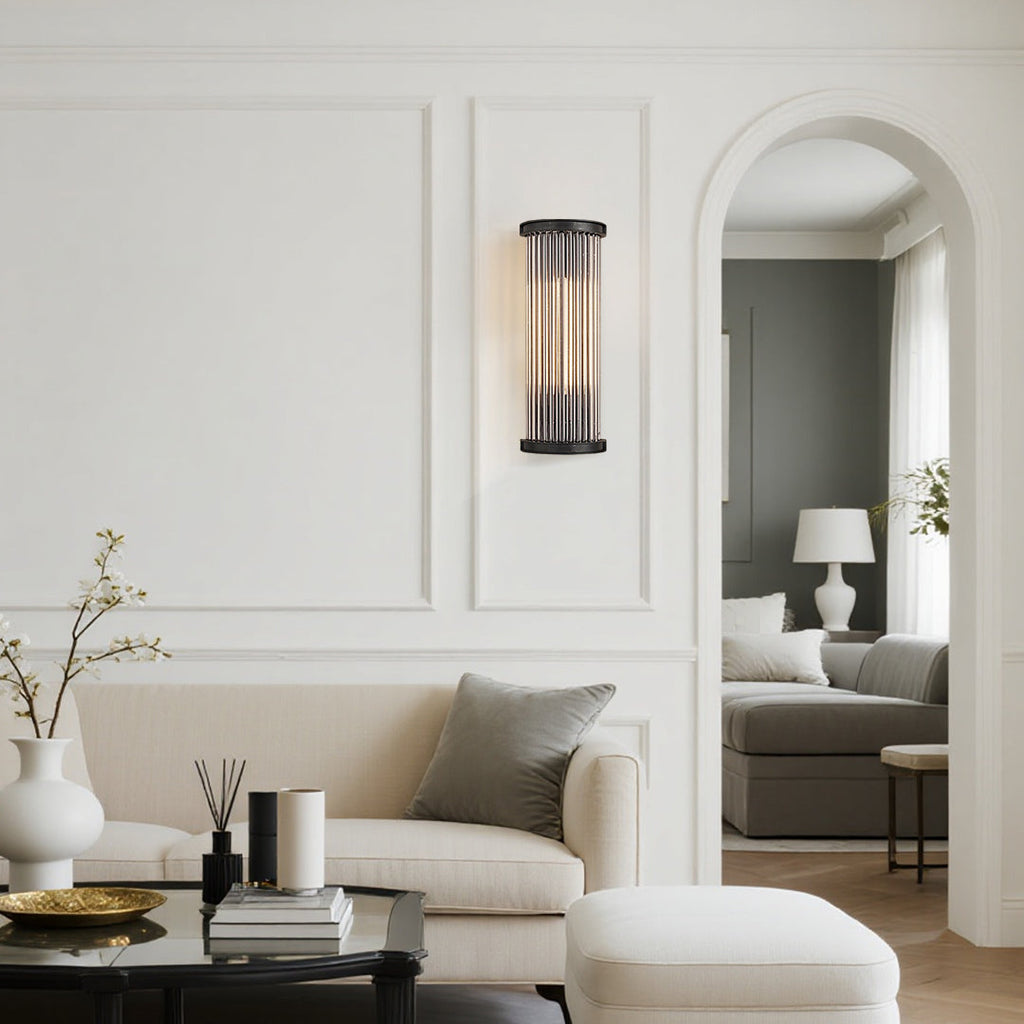 RAVENWOOD VINTAGE SEMI-CIRCULAR GLASS ROD WALL LANTERN