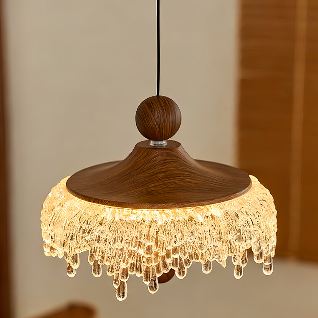WINTHORPE WALNUT TEARDROP IRON CEILING LAMP