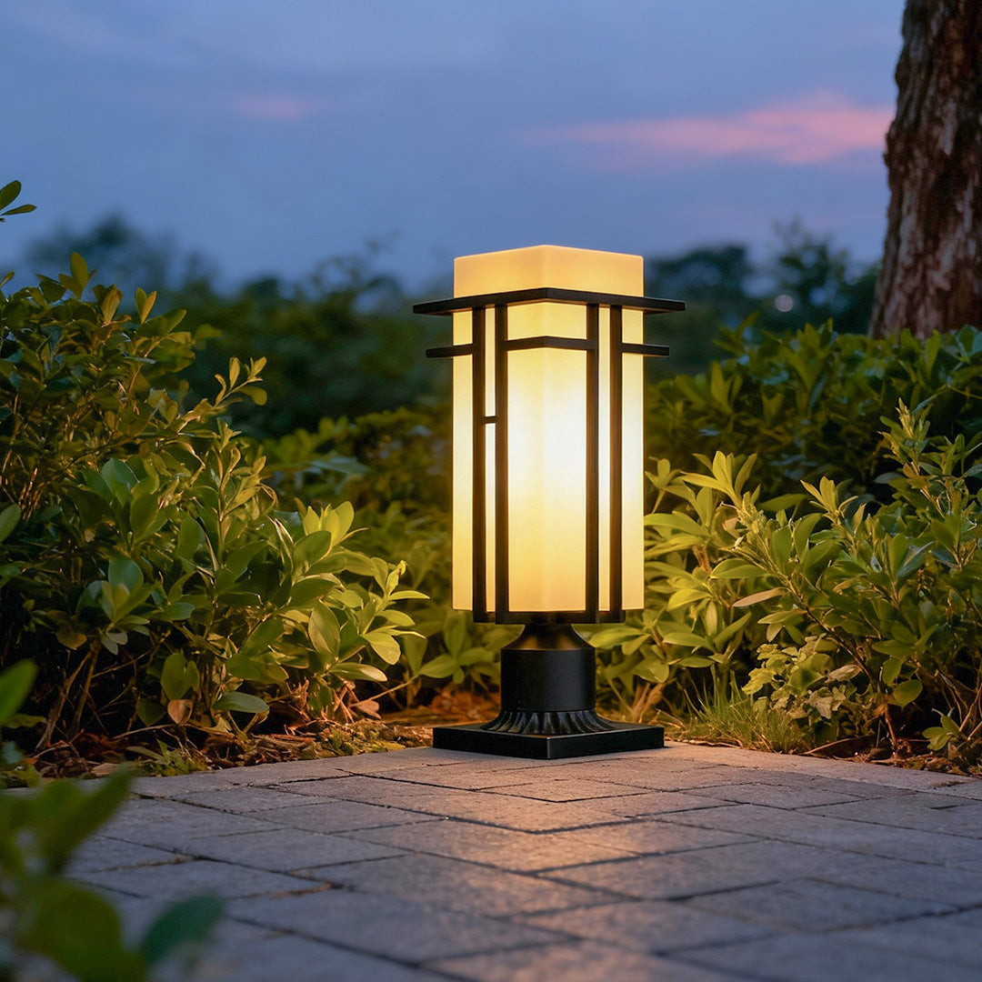 RAVENHALL FROSTED GLASS GARDEN LANTERNS, VINTAGE-INSPIRED ALUMINUM PATHWAY LIGHTING