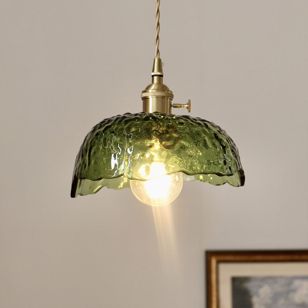 WINTERBOURNE HAMMERED GLASS AND BRASS HANGING LANTERN