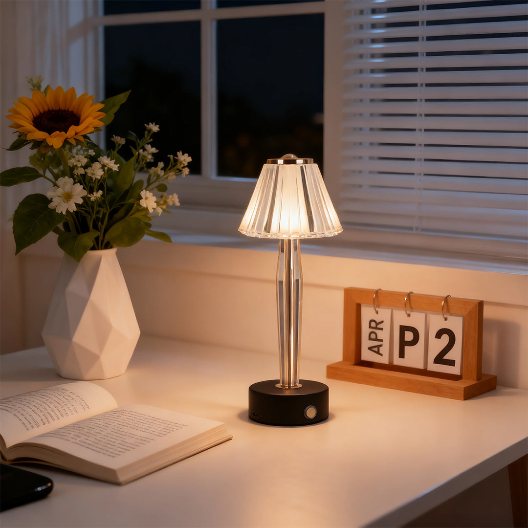 WINTHROP IRON TOUCH LAMP WITH ACRYLIC GLOW SHADE
