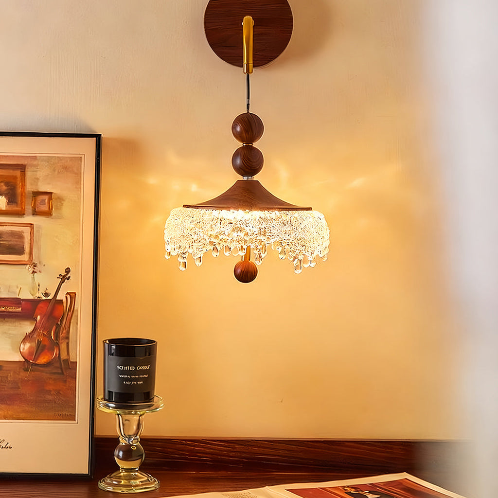 WINTHROP WALNUT WATERFALL WALL SCONCE WITH IRON FRAME
