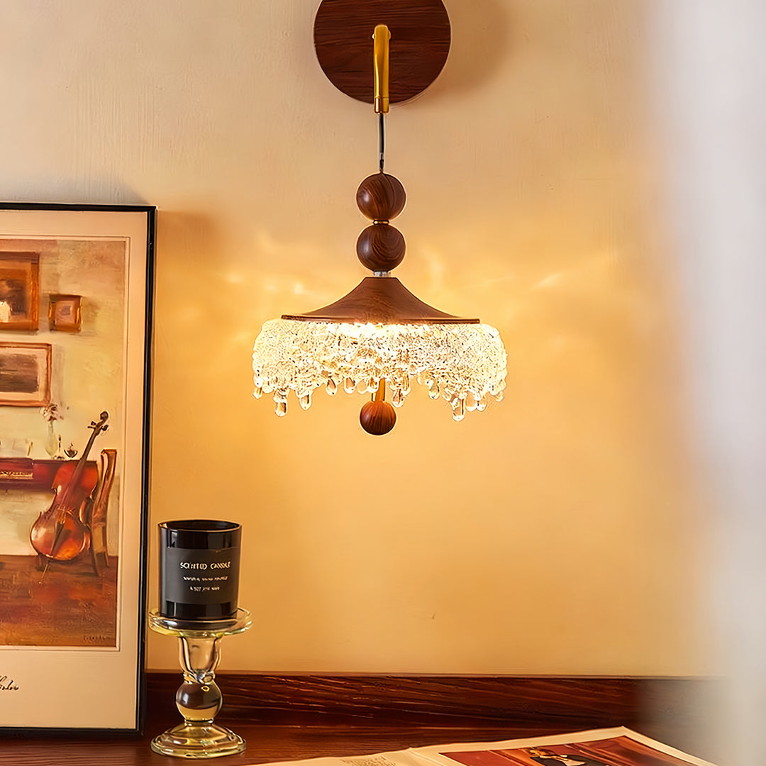 WINTHROP WALNUT WATERFALL WALL SCONCE WITH IRON FRAME