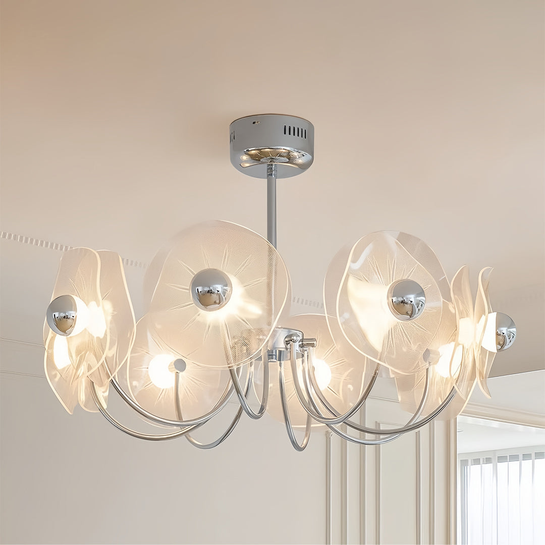 WINDSOR CRYSTAL MULTI-ARM CHANDELIER WITH SILVER TRIM