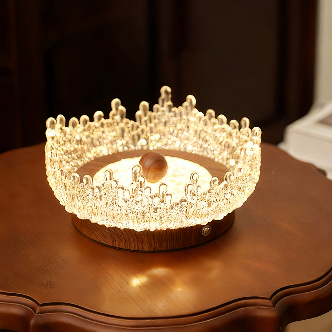 CHARLESTON WALNUT ACRYLIC LUMINAIRE WITH VINTAGE FRENCH INFLUENCE