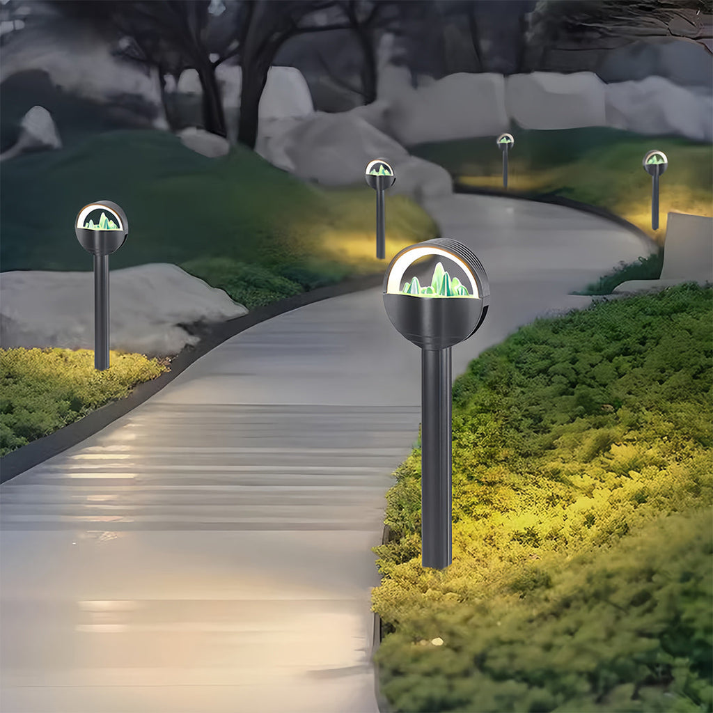 WINDSOR FROSTED ORB GARDEN ILLUMINATOR, WEATHER-RESISTANT PATHWAY LANTERN