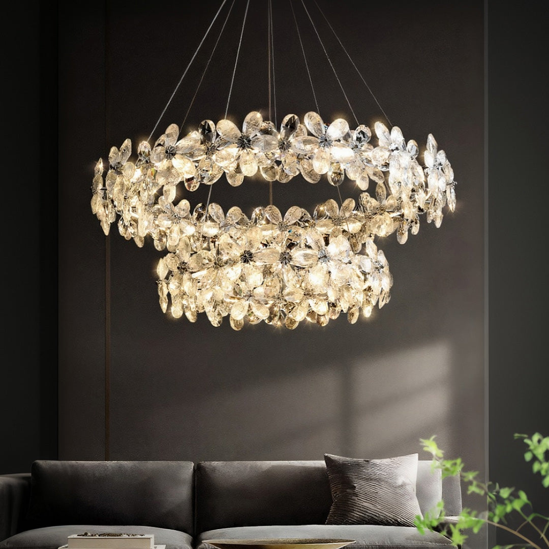 VIOLETTE FLORAL CRYSTAL CANDELABRA CHANDELIER
