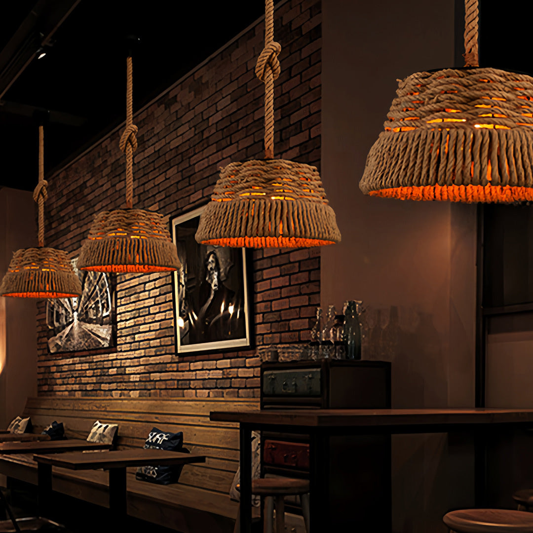 WINCHESTER ROPE-BOUND IRON PENDANT LAMP