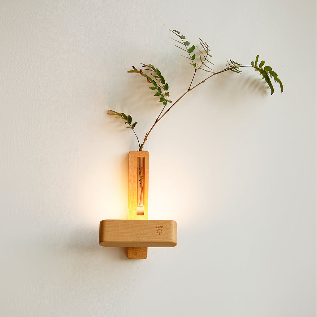 FENWICK WOODEN ILLUMINATED VASE LIGHT WITH MAGNETIC WIRELESS DESIGN
