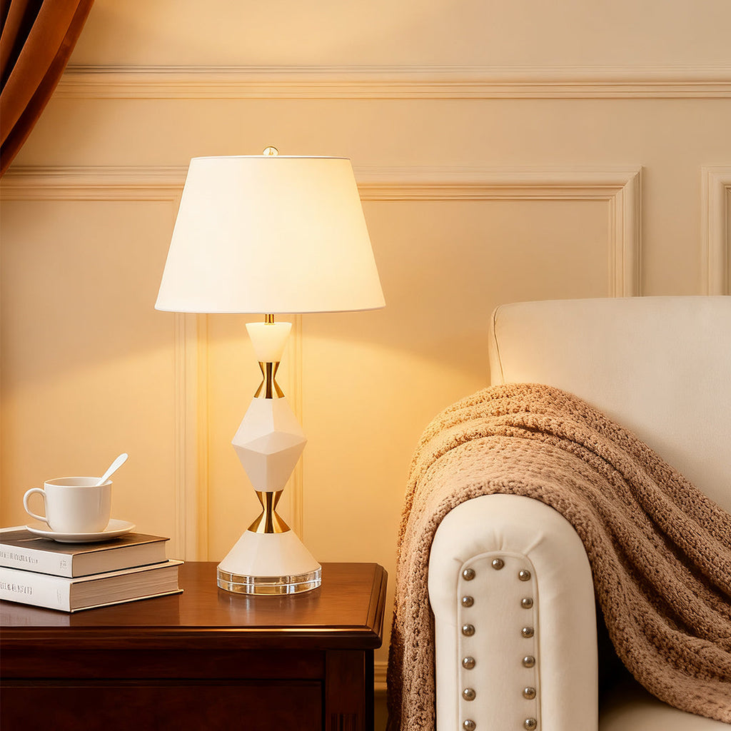 WINDSOR WHITE GLOW TABLE LUMINAIRE WITH GOLD ACCENTS