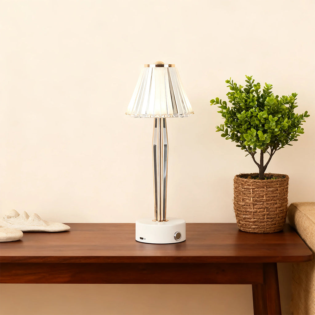 WINTHROP IRON TOUCH LAMP WITH ACRYLIC GLOW SHADE