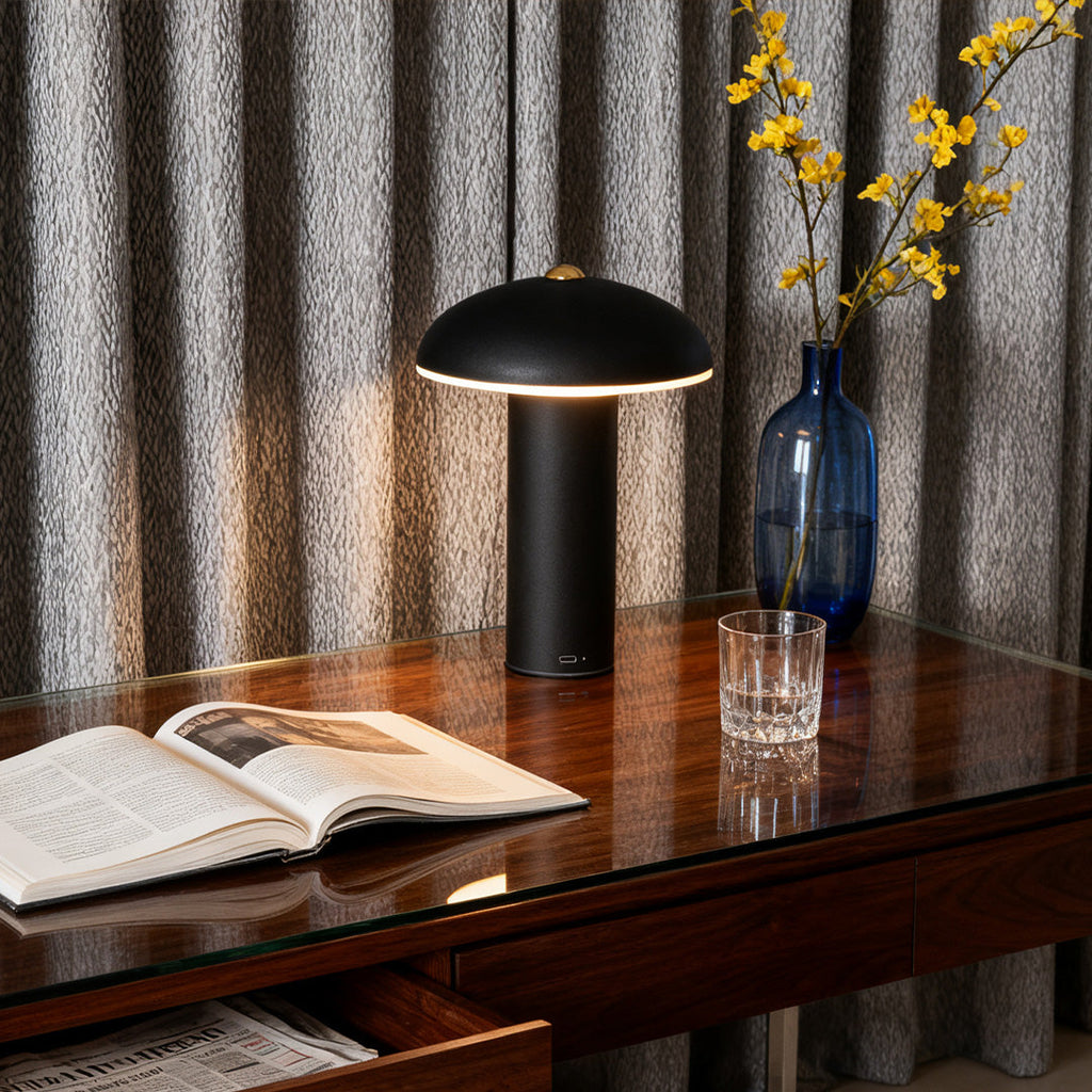 WINTHROP DIMMABLE IRON AND ACRYLIC TABLE LANTERN