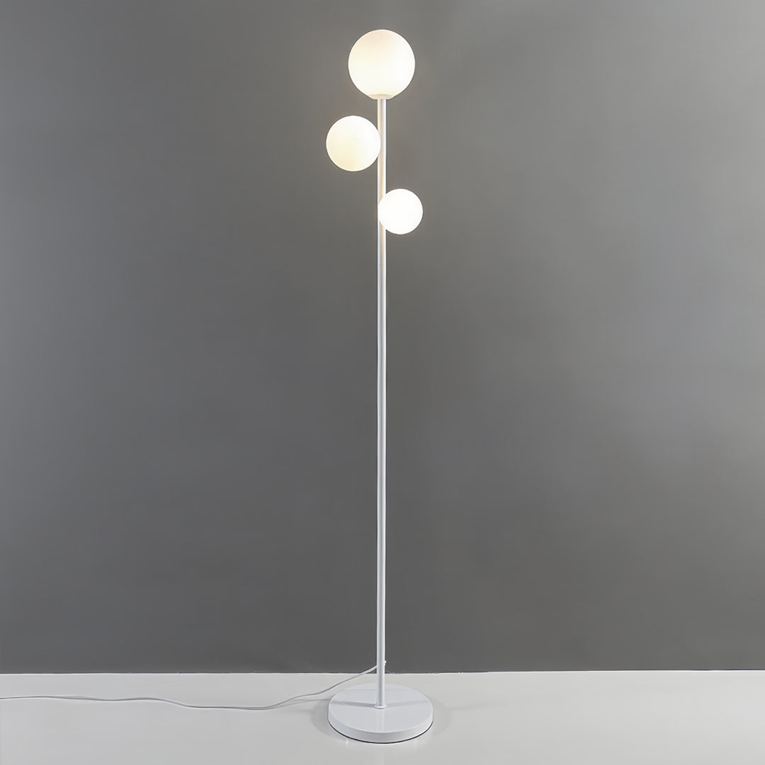 WINTHROP TRIO SPHERE FLOOR LIGHTING IN GILDED BLACK AND WHITE