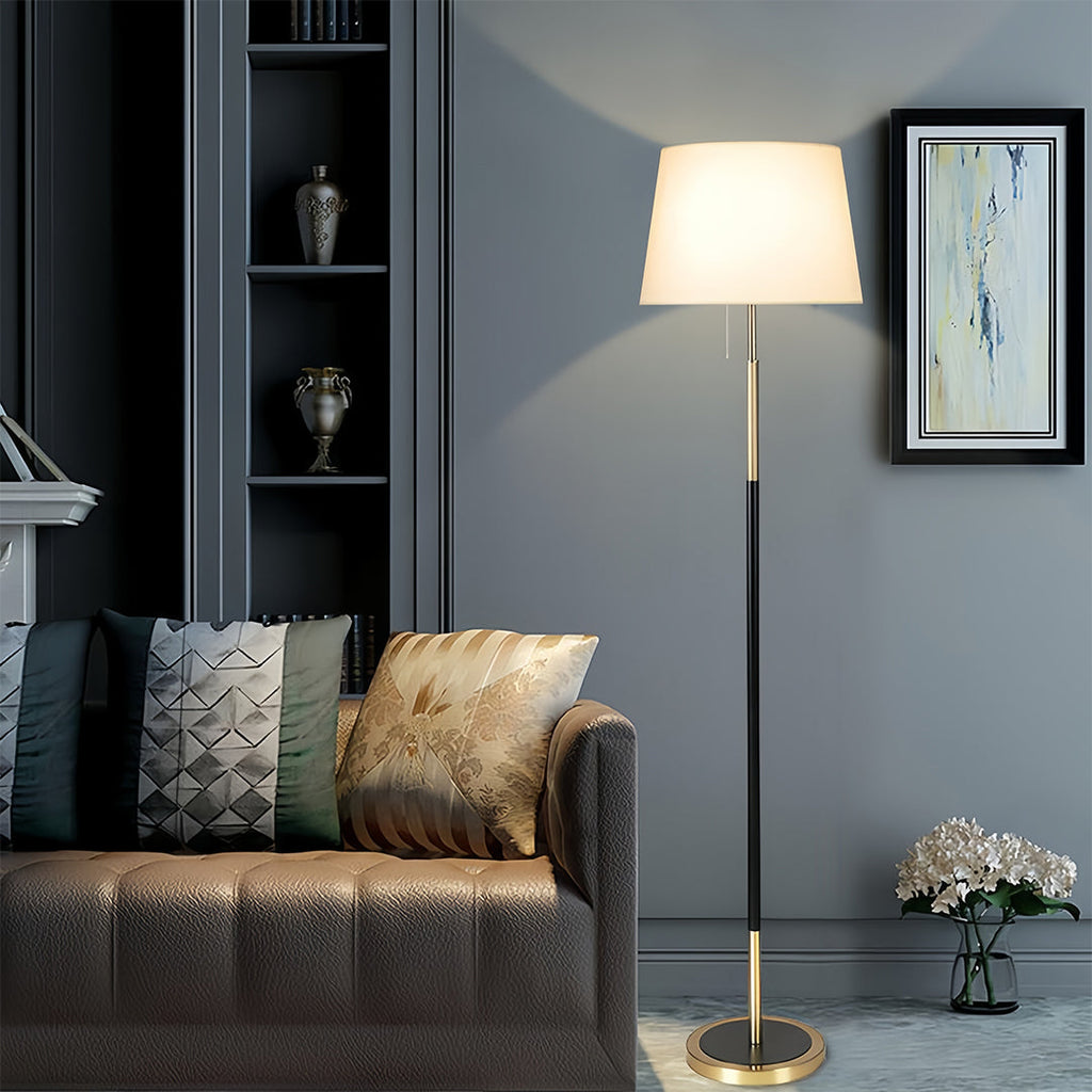 BRAMBLETON IRON CANOPY FLOOR LAMP WITH TEXTILE SHADE
