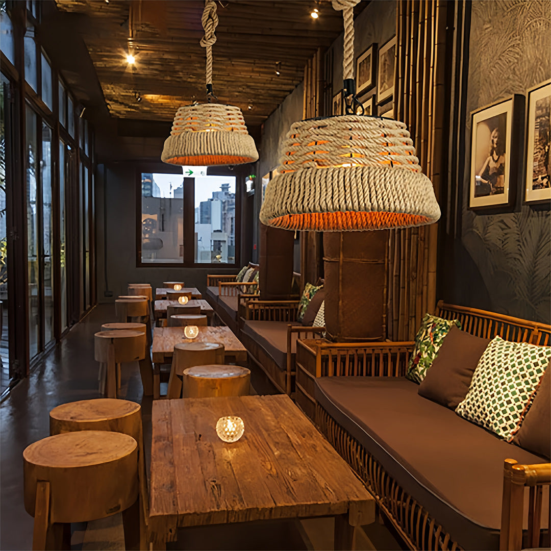 WINCHESTER ROPE-BOUND IRON PENDANT LAMP