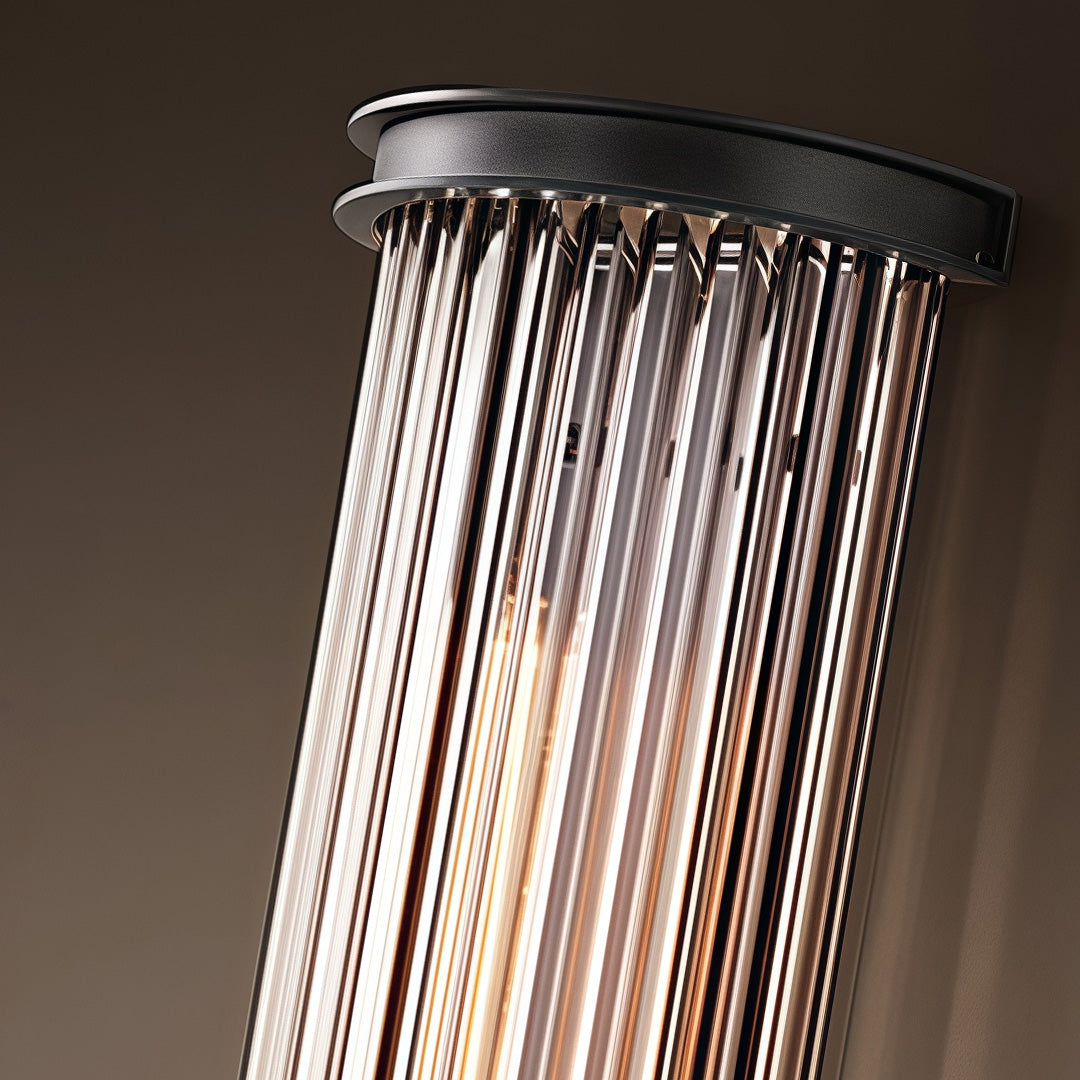 RAVENWOOD VINTAGE SEMI-CIRCULAR GLASS ROD WALL LANTERN