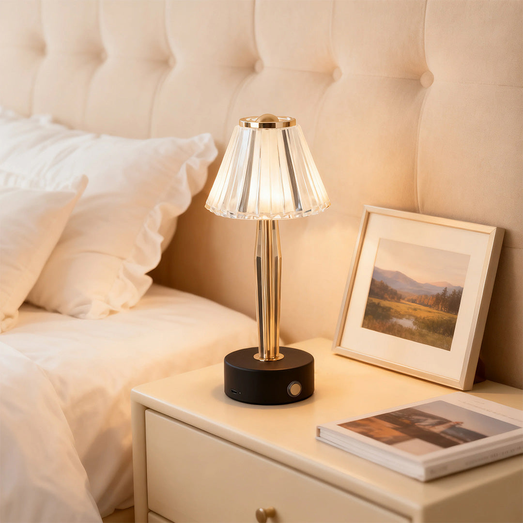 WINTHROP IRON TOUCH LAMP WITH ACRYLIC GLOW SHADE