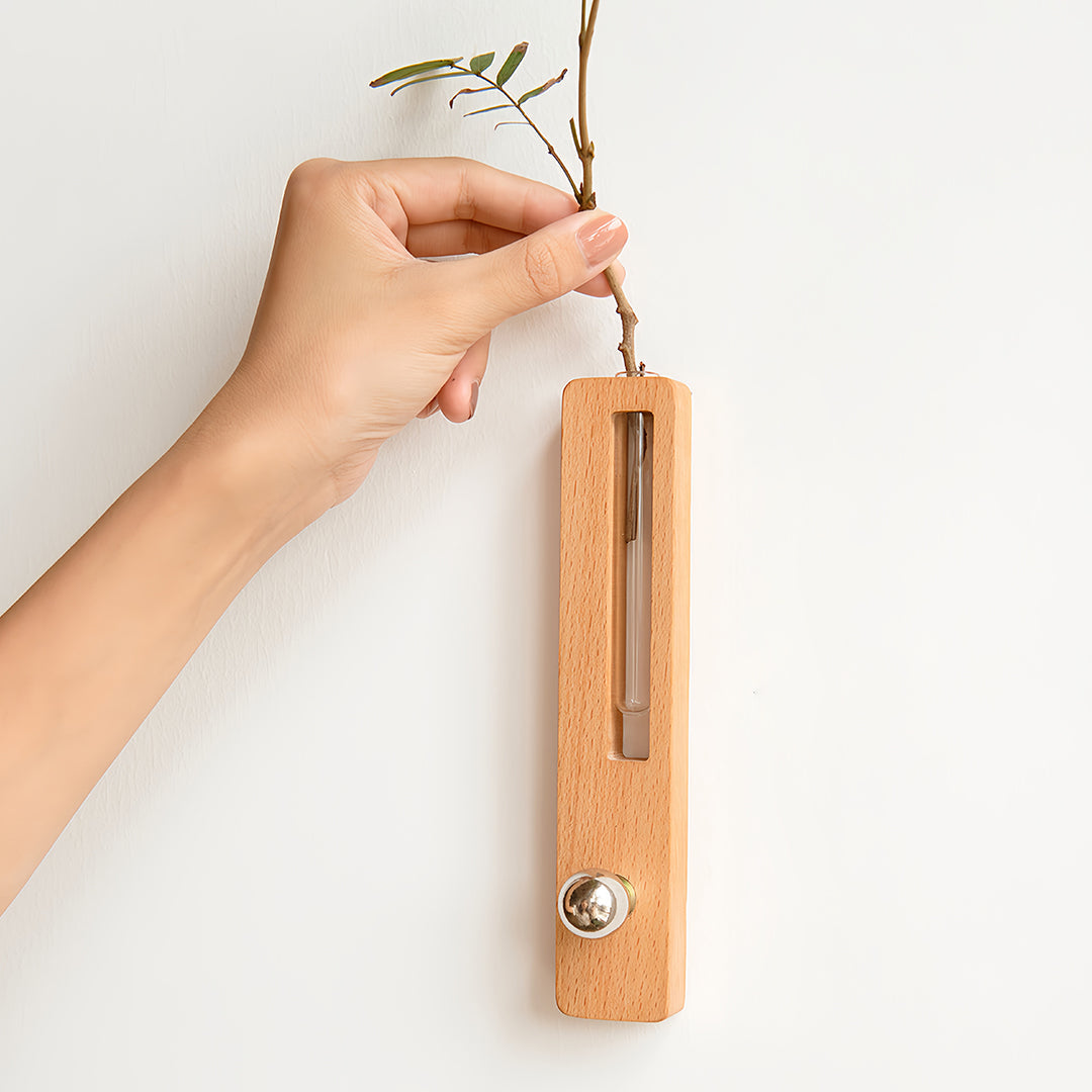 FENWICK WOODEN ILLUMINATED VASE LIGHT WITH MAGNETIC WIRELESS DESIGN