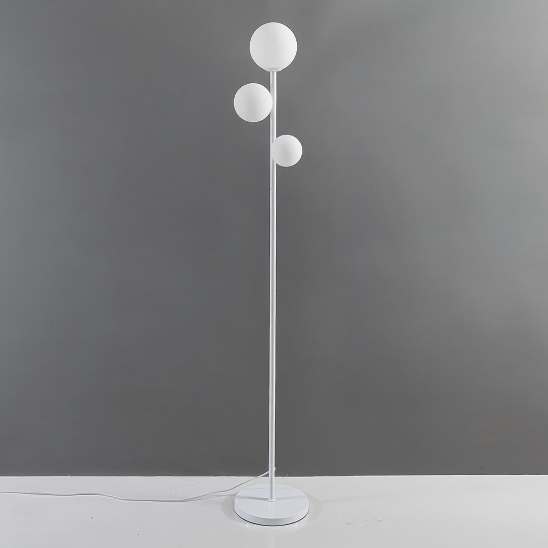 WINTHROP TRIO SPHERE FLOOR LIGHTING IN GILDED BLACK AND WHITE