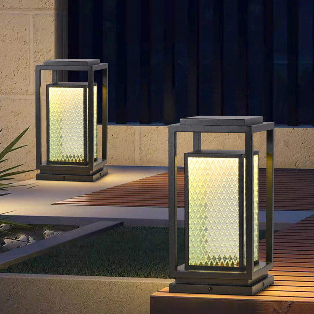 RAVENWOOD SQUARE WEATHERED GLASS GARDEN LANTERN