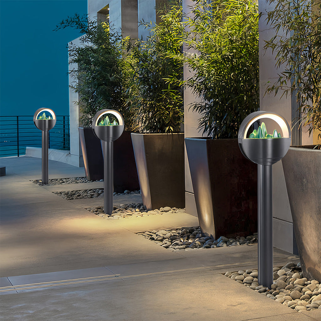 WINDSOR FROSTED ORB GARDEN ILLUMINATOR, WEATHER-RESISTANT PATHWAY LANTERN