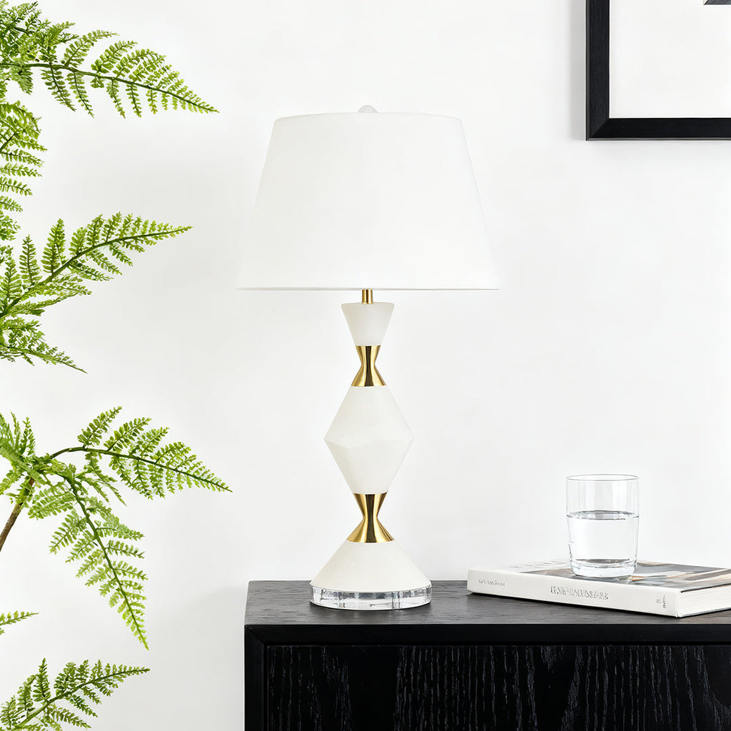 WINDSOR WHITE GLOW TABLE LUMINAIRE WITH GOLD ACCENTS