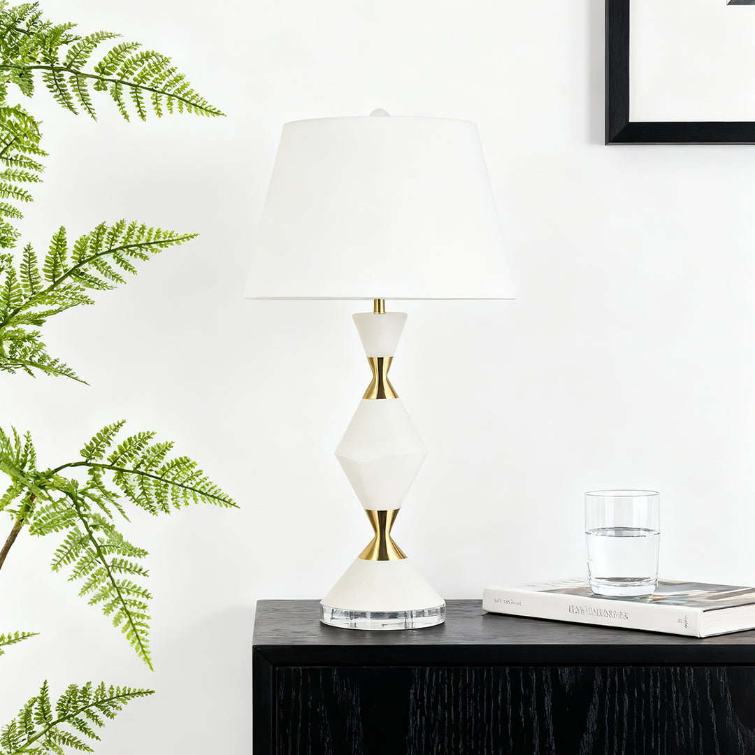 WINDSOR WHITE GLOW TABLE LUMINAIRE WITH GOLD ACCENTS