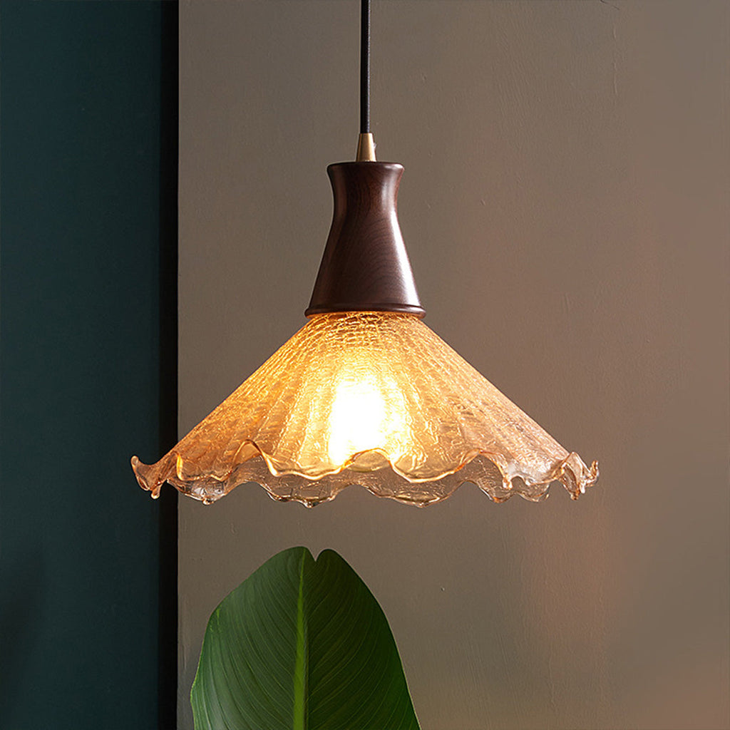 WINCHESTER WALNUT CRACKLE GLASS PENDANT LUMINAIRE