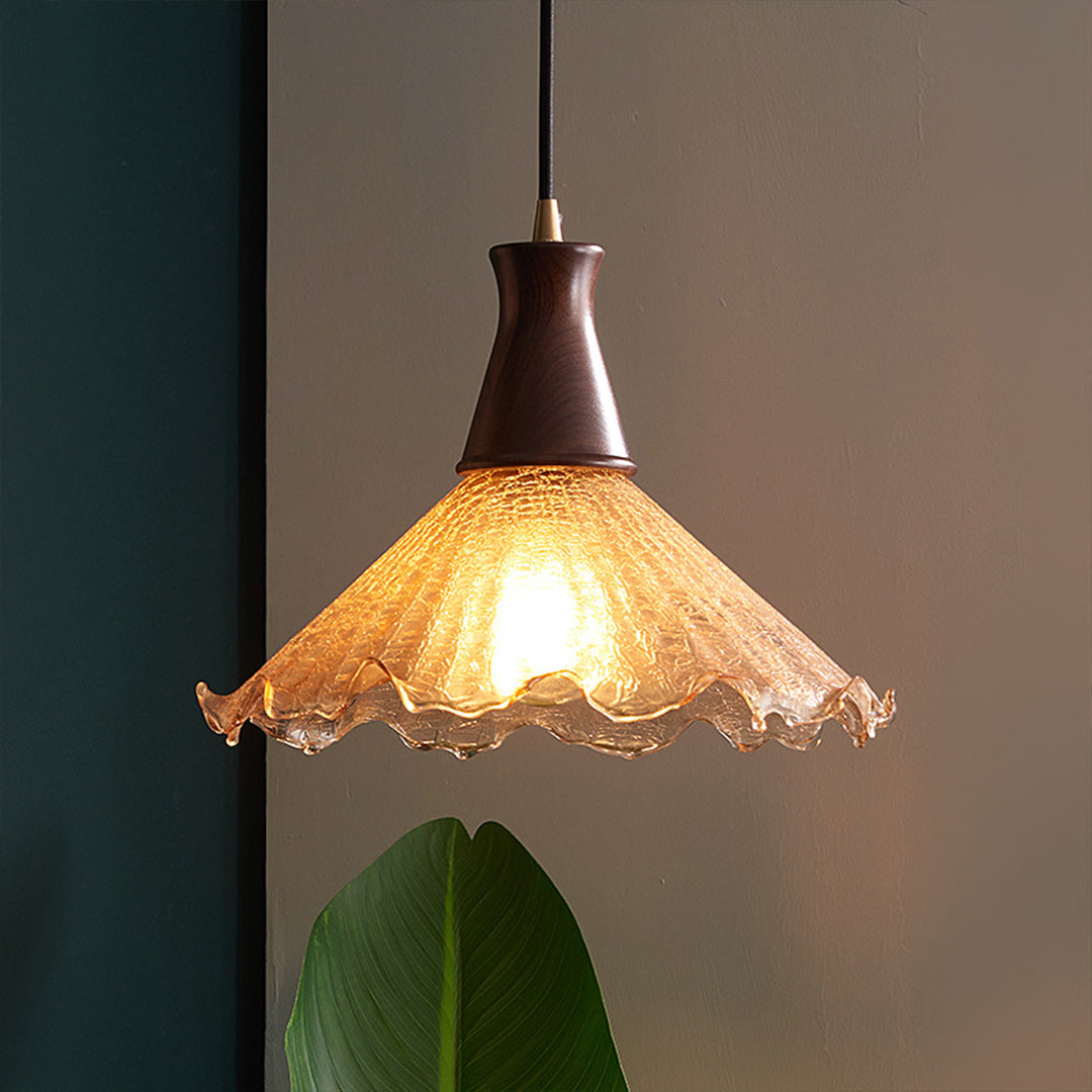 WINCHESTER WALNUT CRACKLE GLASS PENDANT LUMINAIRE