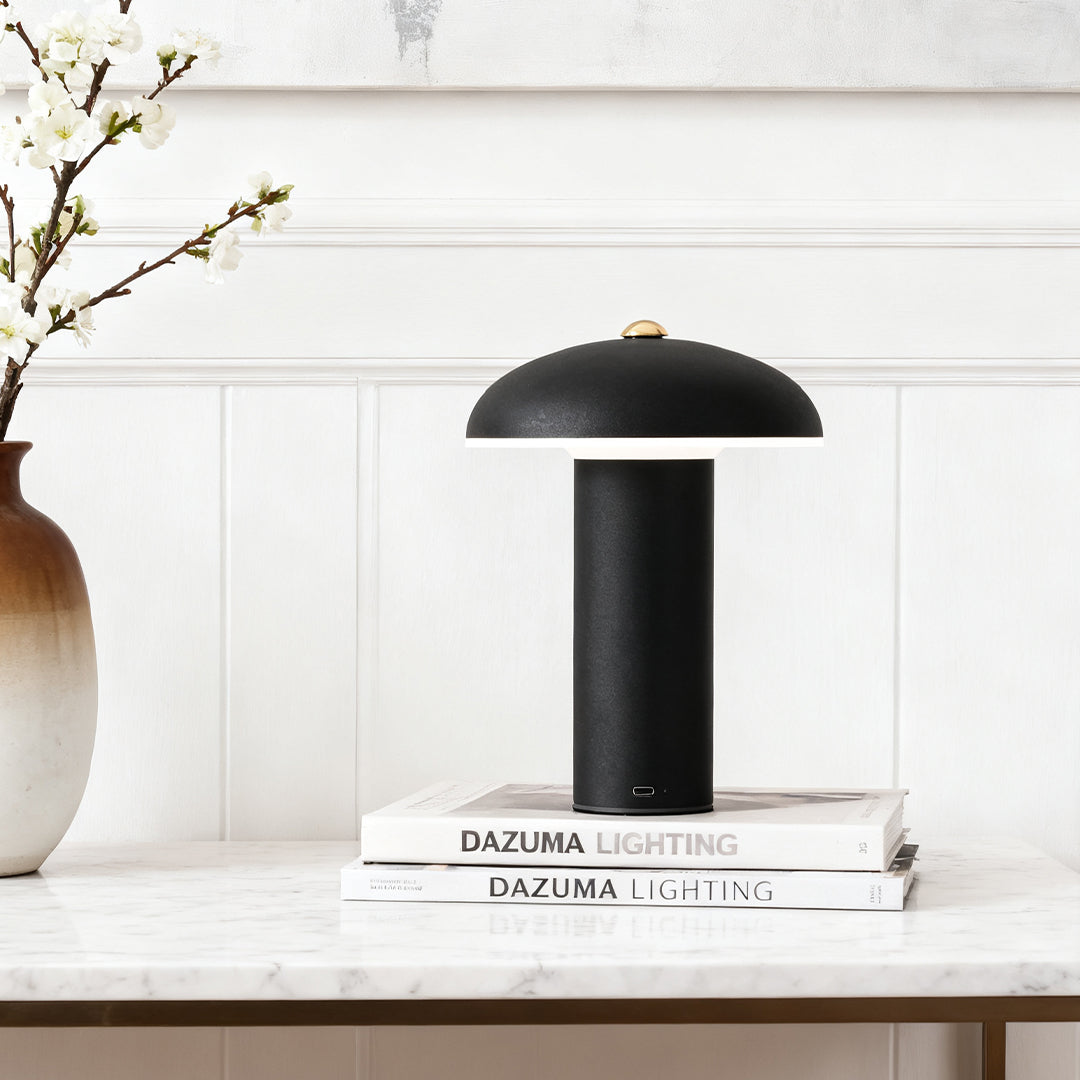 WINTHROP DIMMABLE IRON AND ACRYLIC TABLE LANTERN