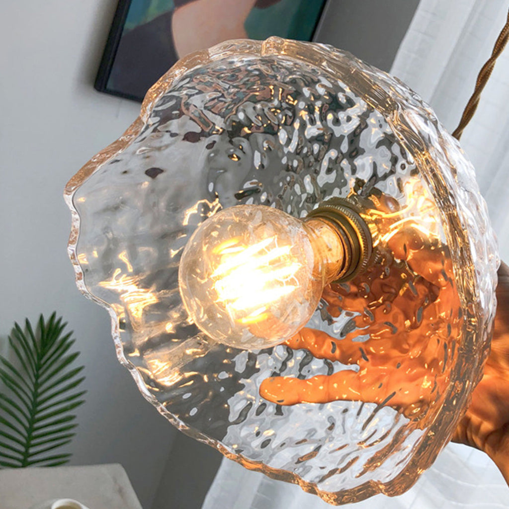 WINTERBOURNE HAMMERED GLASS AND BRASS HANGING LANTERN