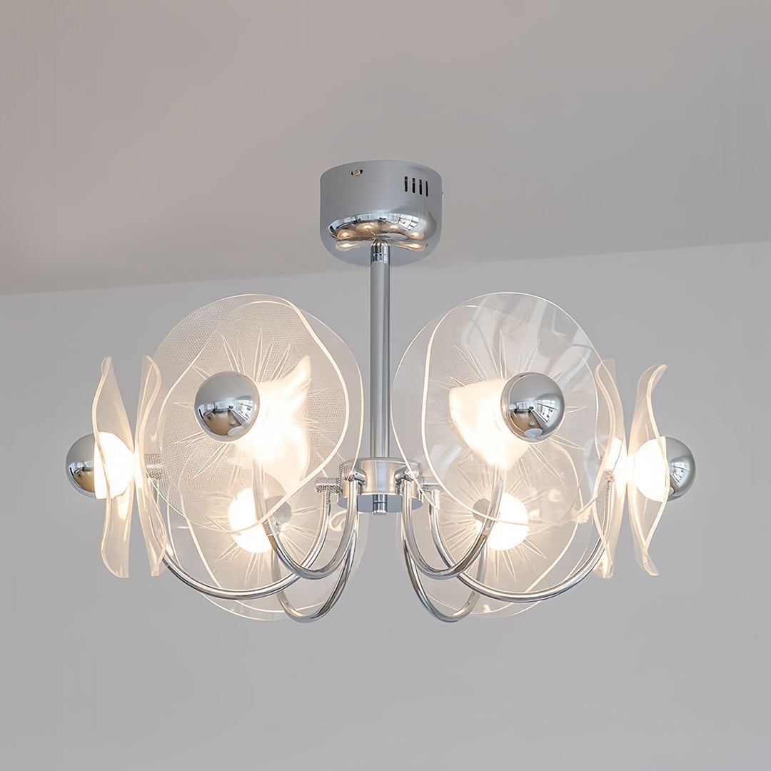 WINDSOR CRYSTAL MULTI-ARM CHANDELIER WITH SILVER TRIM
