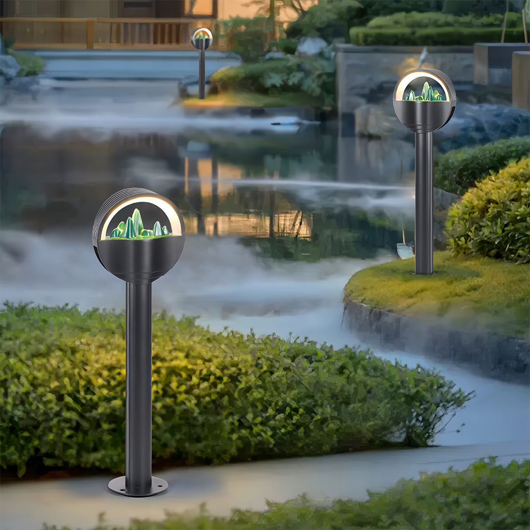 WINDSOR FROSTED ORB GARDEN ILLUMINATOR, WEATHER-RESISTANT PATHWAY LANTERN