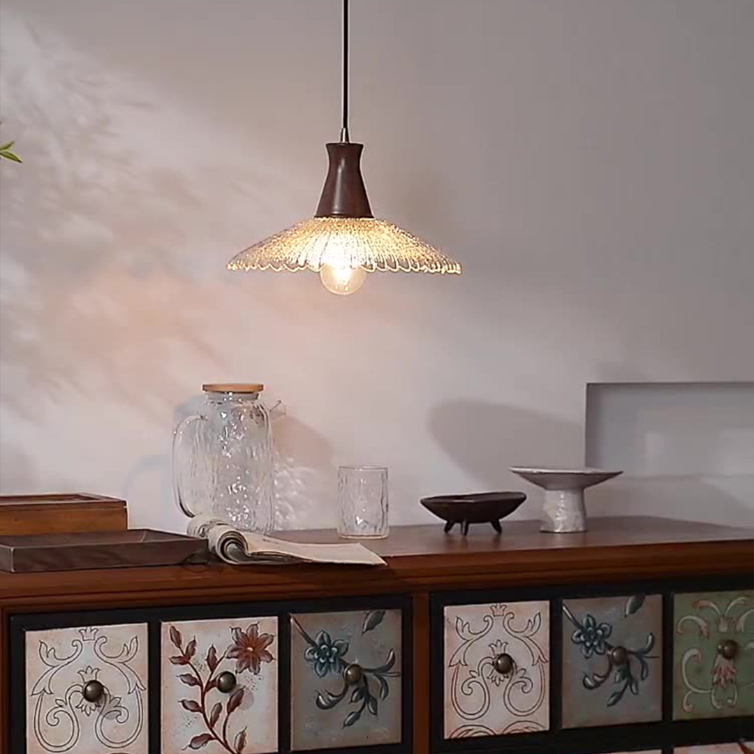 CHATHAM WOODEN WABI SABI GLASS HANGING LAMP