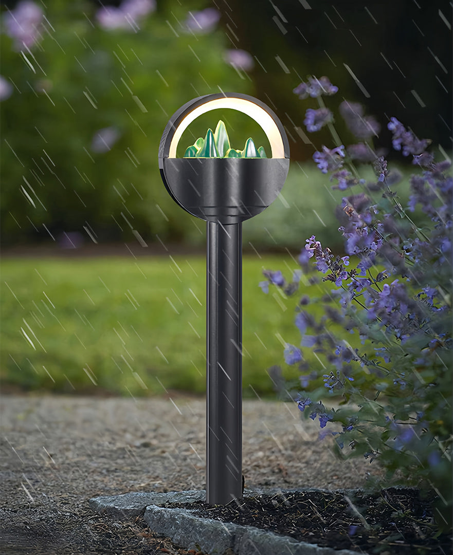 WINDSOR FROSTED ORB GARDEN ILLUMINATOR, WEATHER-RESISTANT PATHWAY LANTERN
