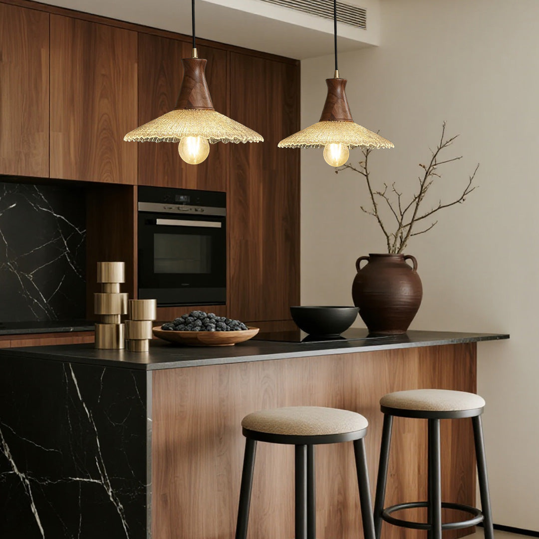 CHATHAM WOODEN WABI SABI GLASS HANGING LAMP