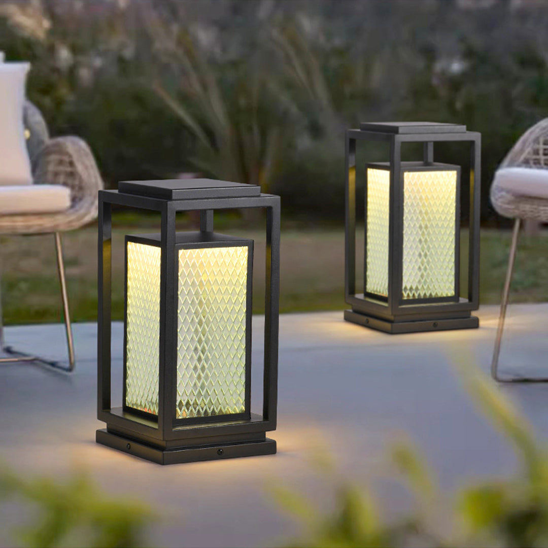 RAVENWOOD SQUARE WEATHERED GLASS GARDEN LANTERN