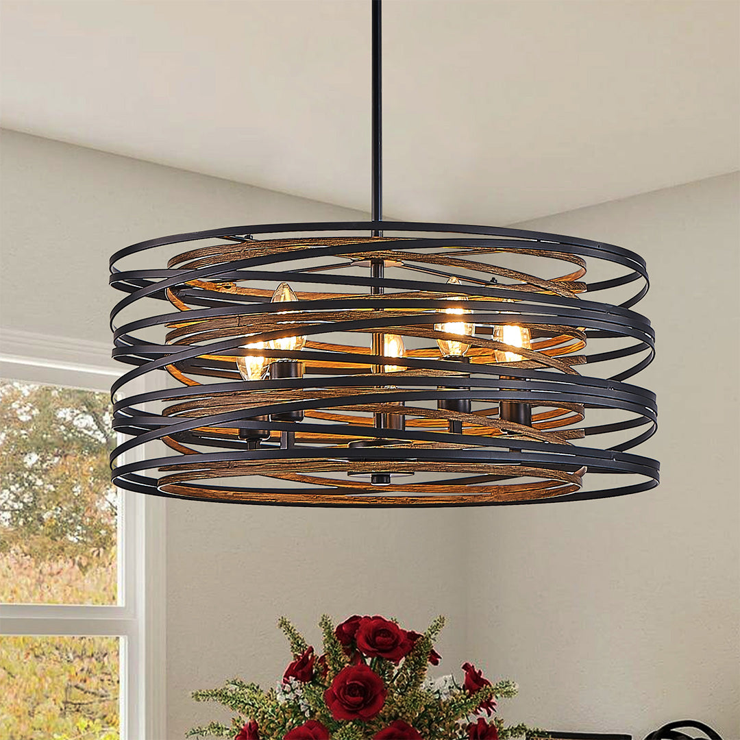RAVENHURST IRON CAGE CYLINDRICAL PENDANT LIGHT