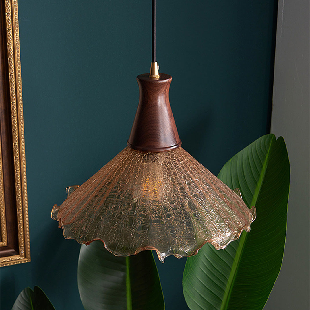 WINCHESTER WALNUT CRACKLE GLASS PENDANT LUMINAIRE