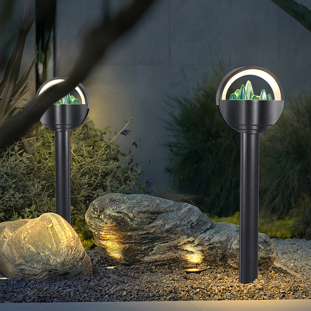 WINDSOR FROSTED ORB GARDEN ILLUMINATOR, WEATHER-RESISTANT PATHWAY LANTERN