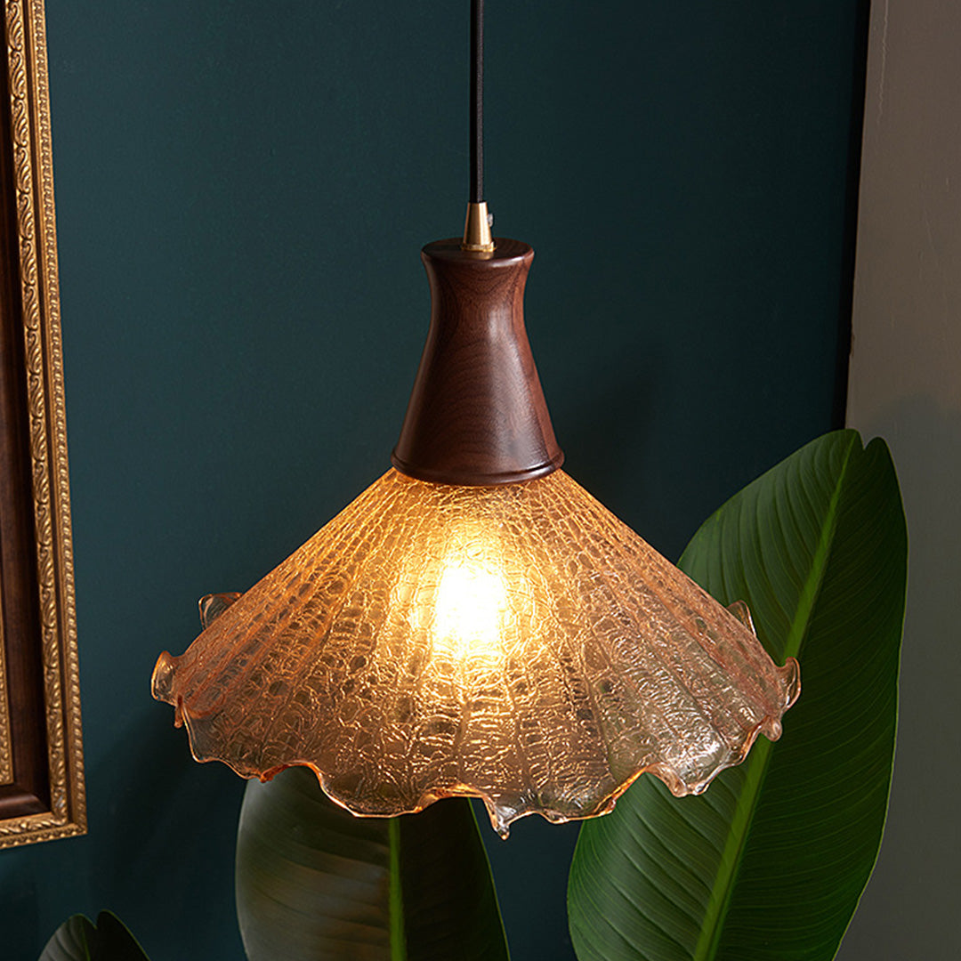 WINCHESTER WALNUT CRACKLE GLASS PENDANT LUMINAIRE