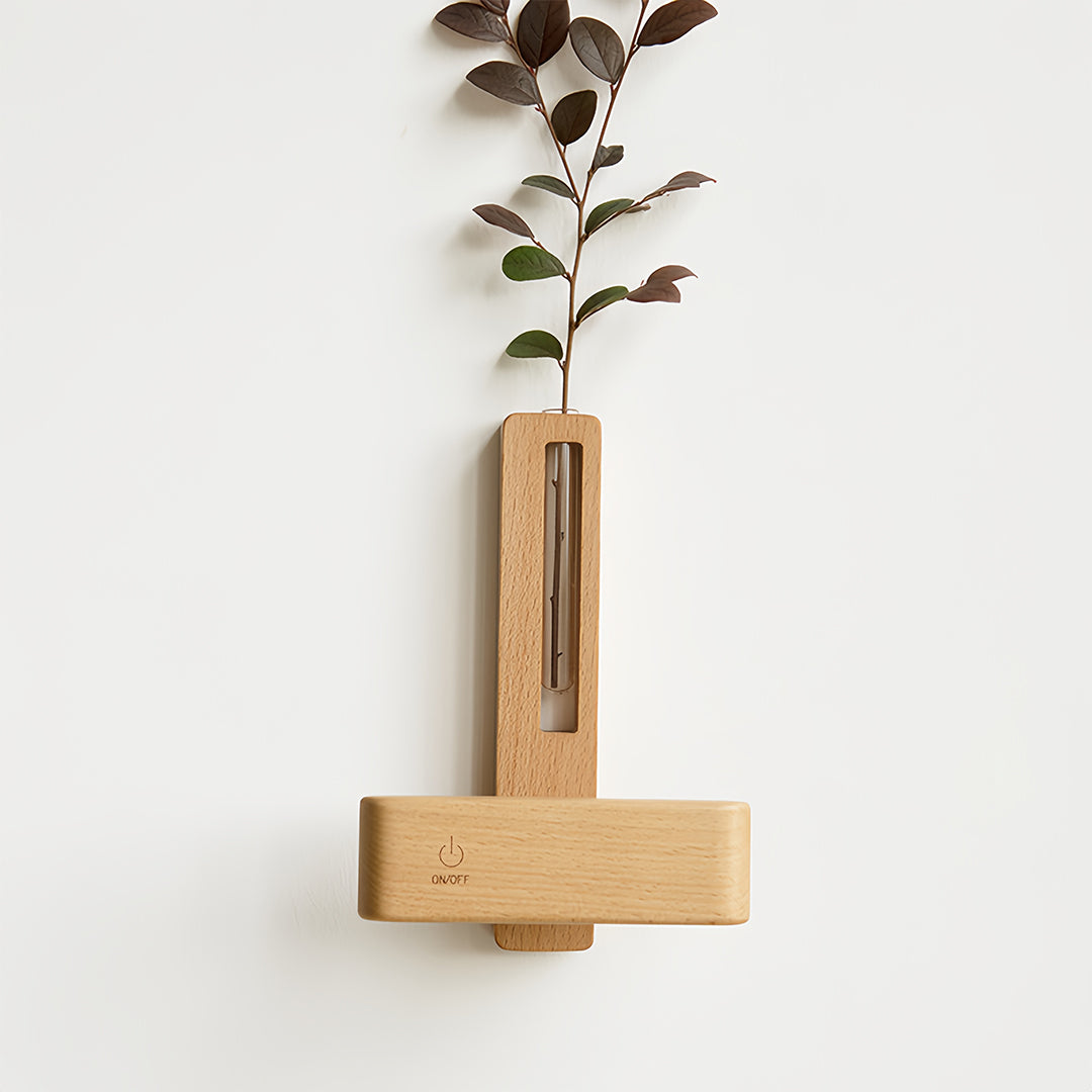 FENWICK WOODEN ILLUMINATED VASE LIGHT WITH MAGNETIC WIRELESS DESIGN