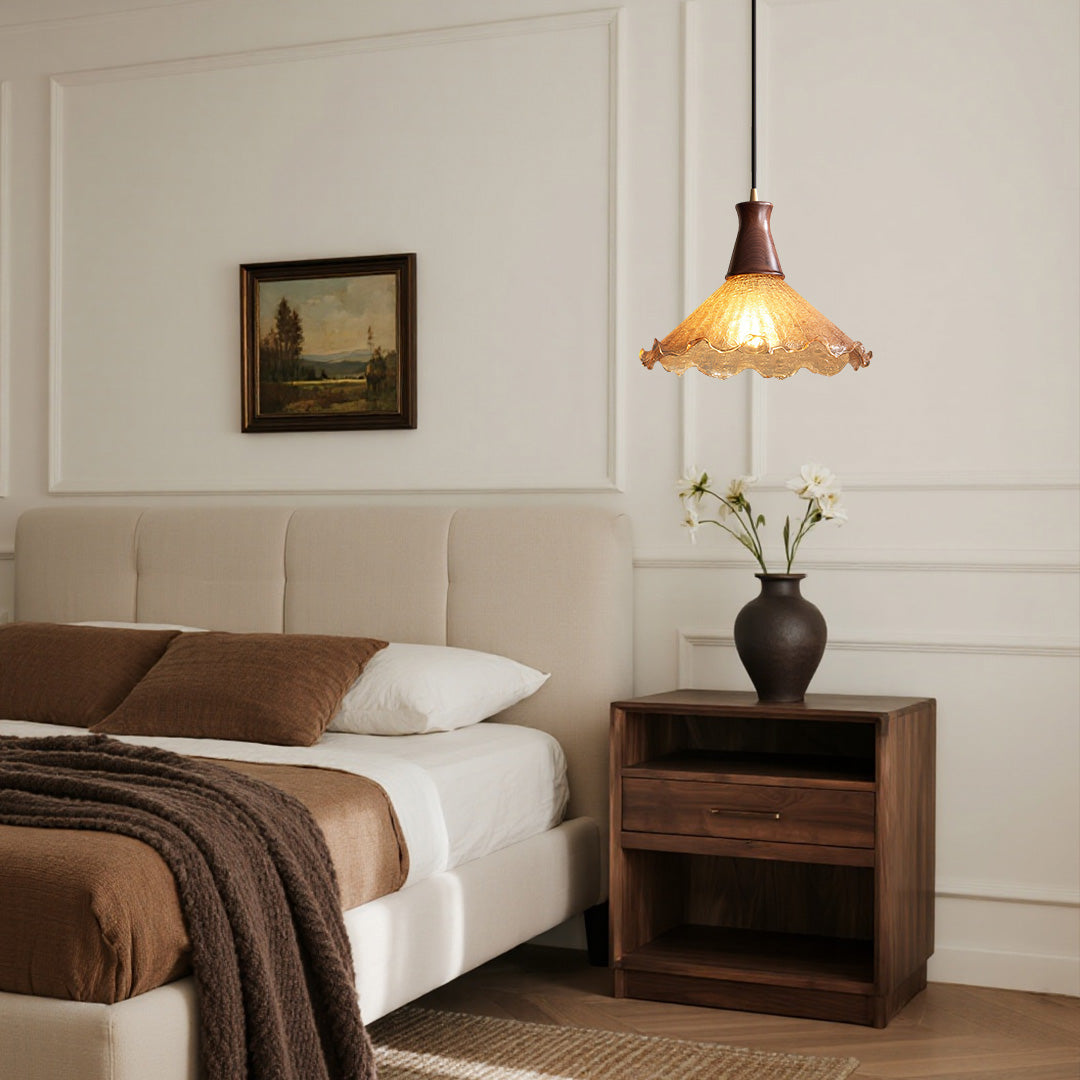 WINCHESTER WALNUT CRACKLE GLASS PENDANT LUMINAIRE