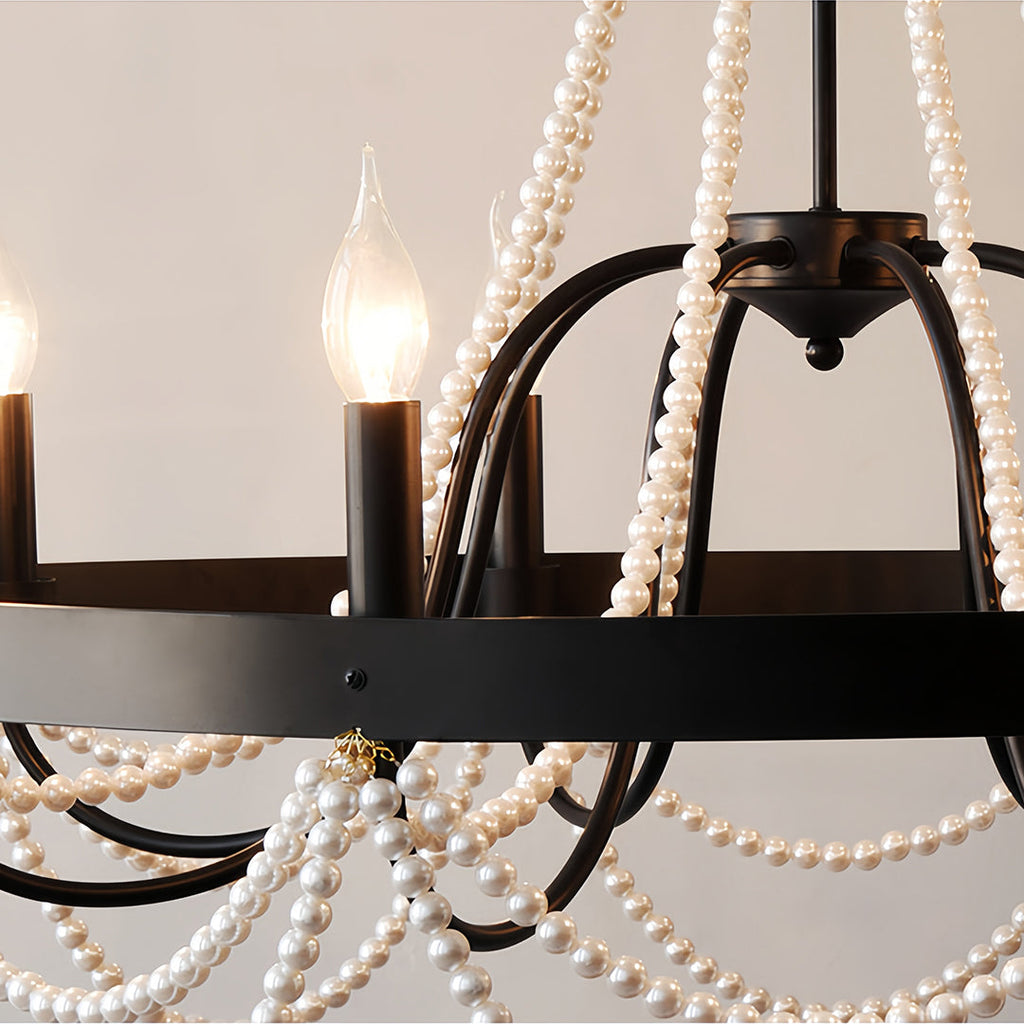 BELLEFONTE PEARL-ADORNED WROUGHT IRON CEILING LANTERN